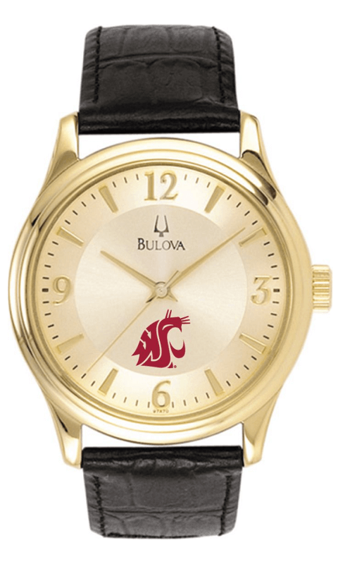 WSU Bulova Men's Gold and Leather Watch - ONLINE ONLY!