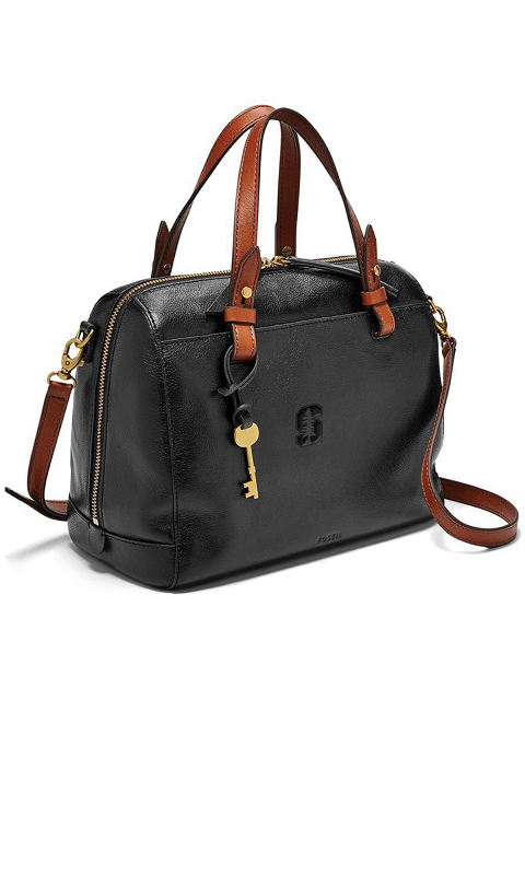 Stanford University: Fossil Leather Rachel Satchel - Black - ONLINE ONLY!