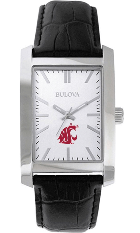 WSU Bulova Men's Silver and Leather Watch - ONLINE ONLY!