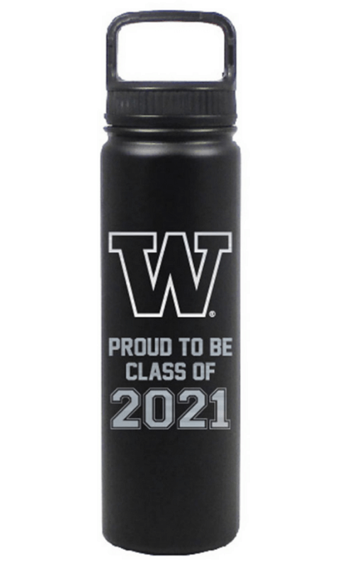 UW Nordic Black W Insulated Stainless Steel Bottle 24oz - Proud to be Class of 2021 - ONLINE ONLY