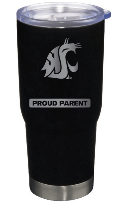 WSU 22oz Matte Black Stainless Steel Tumbler - Proud Parent - ONLINE ONLY!