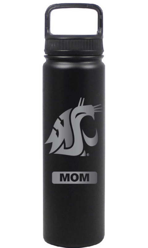 WSU 24 oz Matte Black Stainless Steel Water Bottle - Mom - ONLINE ONLY!