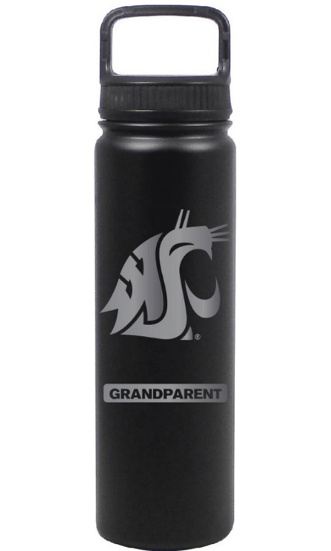 WSU 24 oz Matte Black Stainless Steel Water Bottle - Grandparent - ONLINE ONLY!