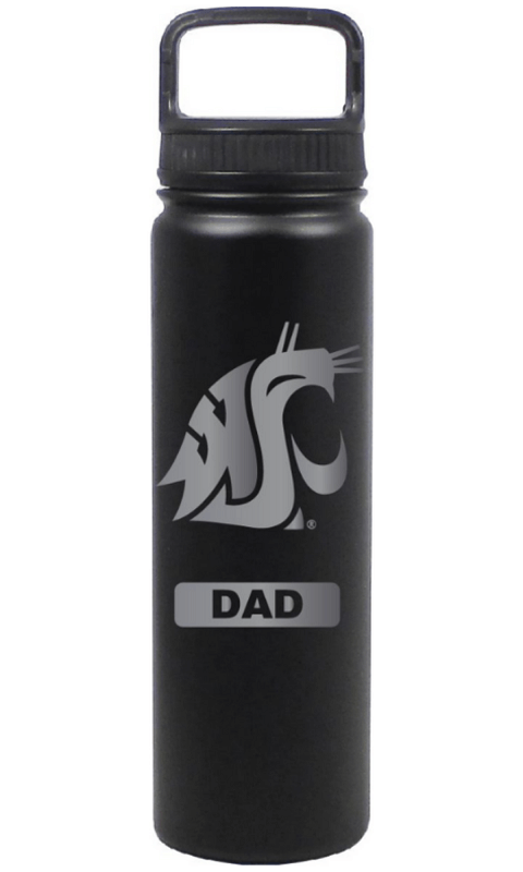 WSU 24 oz Matte Black Stainless Steel Water Bottle - Dad - ONLINE ONLY!