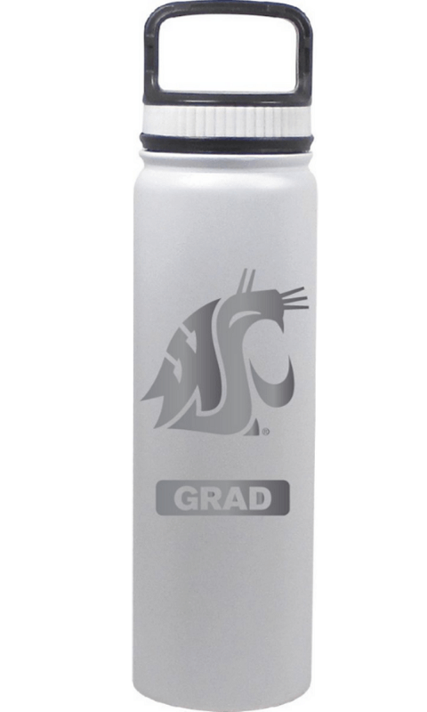 WSU 24 oz Matte White Stainless Steel Water Bottle - Grad - ONLINE ONLY!