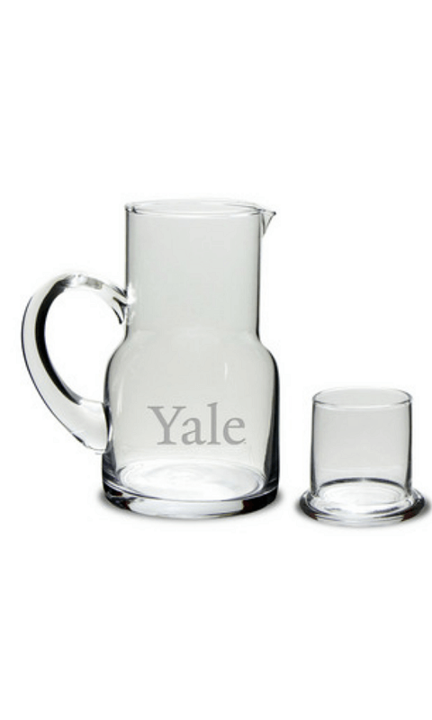 YALE ETCHED WATER CARAFE & GLASS 5.5 X 3H - ONLINE ONLY!