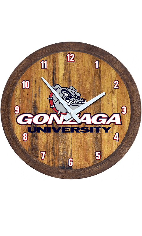 Gonzaga Bulldogs: "Faux" Barrel Top Wall Clock - ONLINE ONLY!