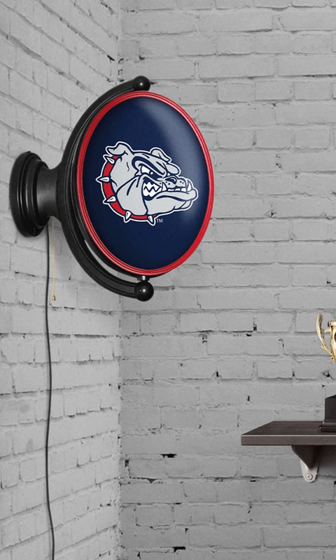 Gonzaga Bulldogs: Original Oval Rotating Lighted Wall Sign - Navy and Red - ONLINE ONLY!