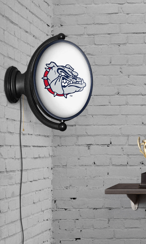 Gonzaga Bulldogs: Original Oval Rotating Lighted Wall Sign - White and Navy - ONLINE ONLY!