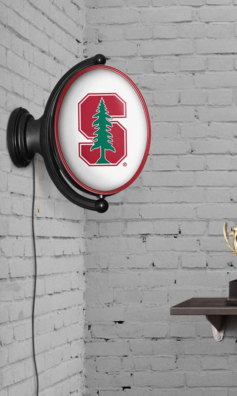 Stanford Cardinal: Original Oval Rotating Lighted Wall Sign - White and Cardinal -ONLINE ONLY!