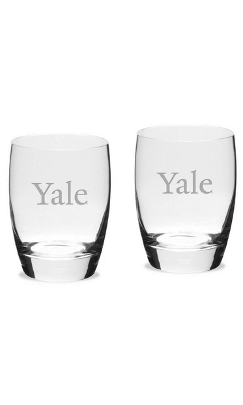 YALE SET OF 2 ETCHED 15.75 OZ LUIGI BORMIOLI WATER GLASSES - ONLINE ONLY!