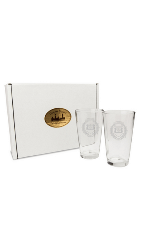 YALE SET OF 2 ETCHED 16 OZ PINT GLASSES - ONLINE ONLY!