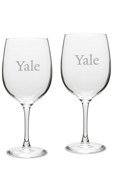 YALE SET OF 2 ETCHED 19 OZ RED WINE GLASSES - ONLINE ONLY!