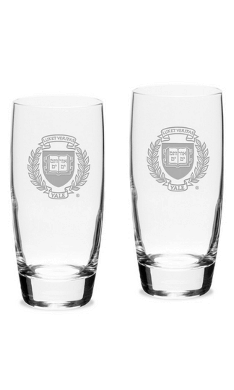 YALE SET OF 2 ETCHED 20 OZ LUIGI BORMIOLI COOLER GLASSES - ONLINE ONLY!