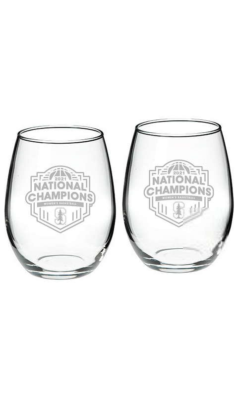 Stanford NCAA Women's Basketball National Champions Set Of 2 Stemless Wine Glass - 21 oz - ONLINE ONLY!