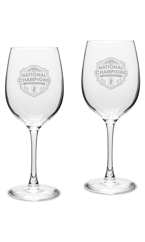 Stanford NCAA Women's Basketball National Champions Set Of 2 Traditional White Wine Glass - 16 oz - ONLINE ONLY!