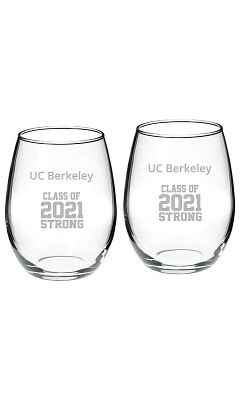 University of California Berkeley Set Of 2 Stemless Wine Glasses - 21 oz - ONLINE ONLY!