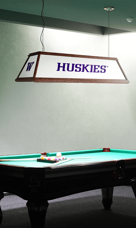 Washington Huskies: Huskies - Premium Wood Pool Table Light - White - ONLINE ONLY!