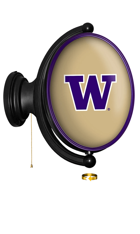 Washington Huskies: Original Oval Rotating Lighted Wall Sign - Gold - ONLINE ONLY!