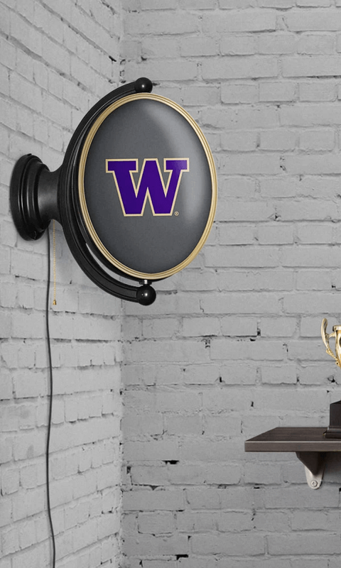 Washington Huskies: Original Oval Rotating Lighted Wall Sign - Gray - ONLINE ONLY!