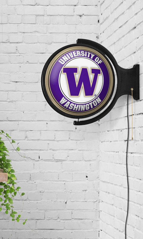 Washington Huskies: Original Round Rotating Lighted Wall Sign - ONLINE ONLY!