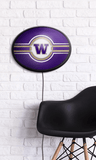 Washington Huskies: Oval Slimline Lighted Wall Sign - Purple - ONLINE ONLY!