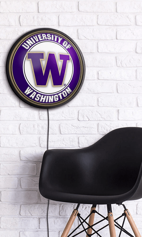 Washington Huskies: Round Slimline Lighted Wall Sign - ONLINE ONLY!