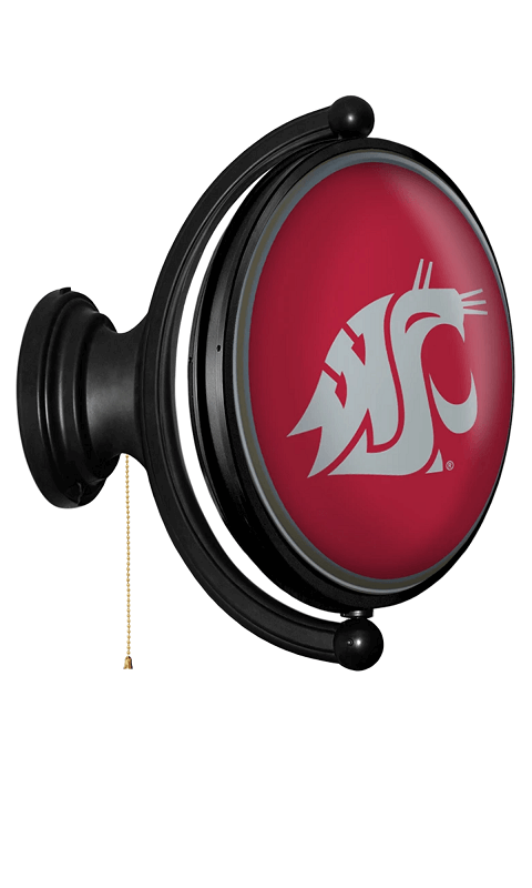 Washington State Cougars: Original Oval Rotating Lighted Wall Sign - Red - ONLINE ONLY!