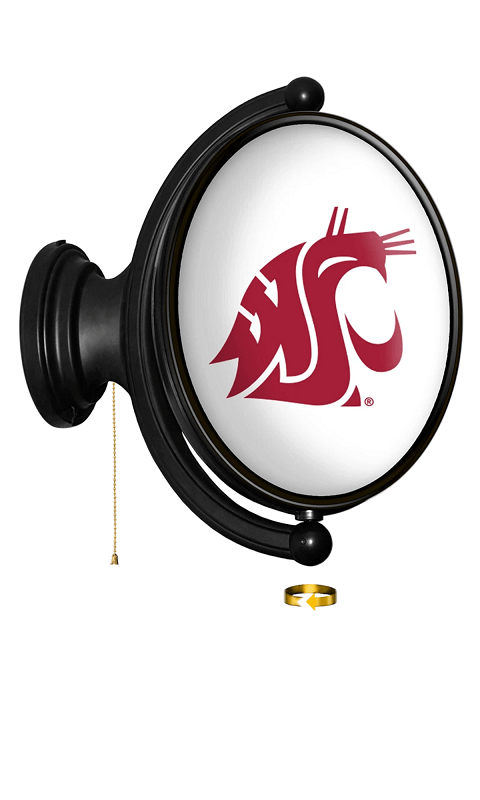 Washington State Cougars: Original Oval Rotating Lighted Wall Sign - White - ONLINE ONLY!